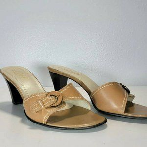 FRANCO SARTO Leather Heel Sandals for WOMEN - Beige - Size 8M